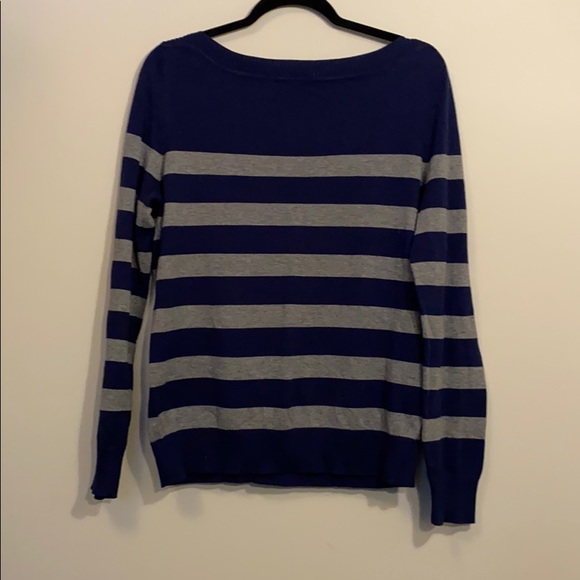 Navy blue and grey striped sweater - Picture 1 of 3